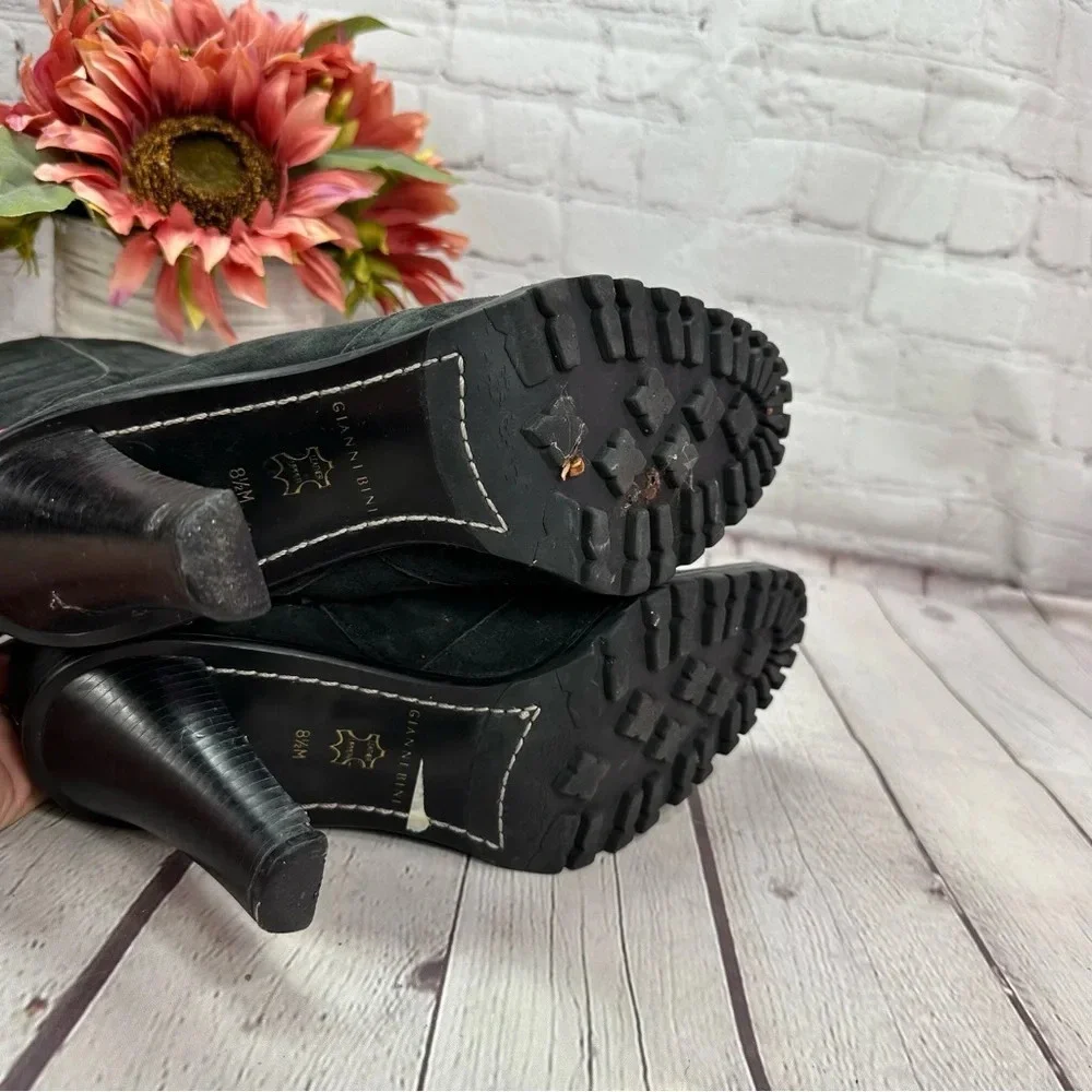 gianni bini suede leahter heeled booties sz 8.5